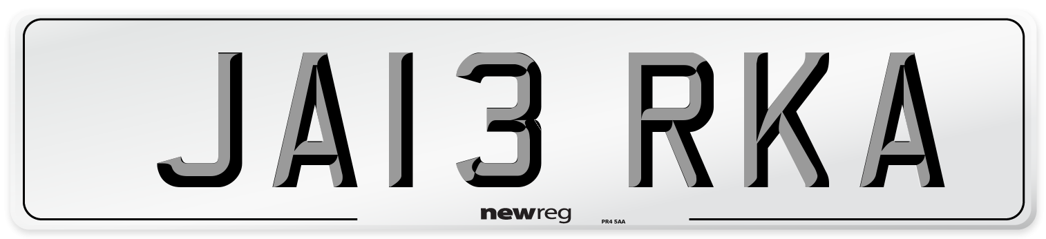 JA13 RKA Number Plate from New Reg